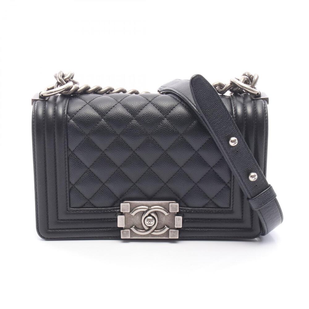 Chanel Boy Shoulder Bag Calfskin Cowhide Black
